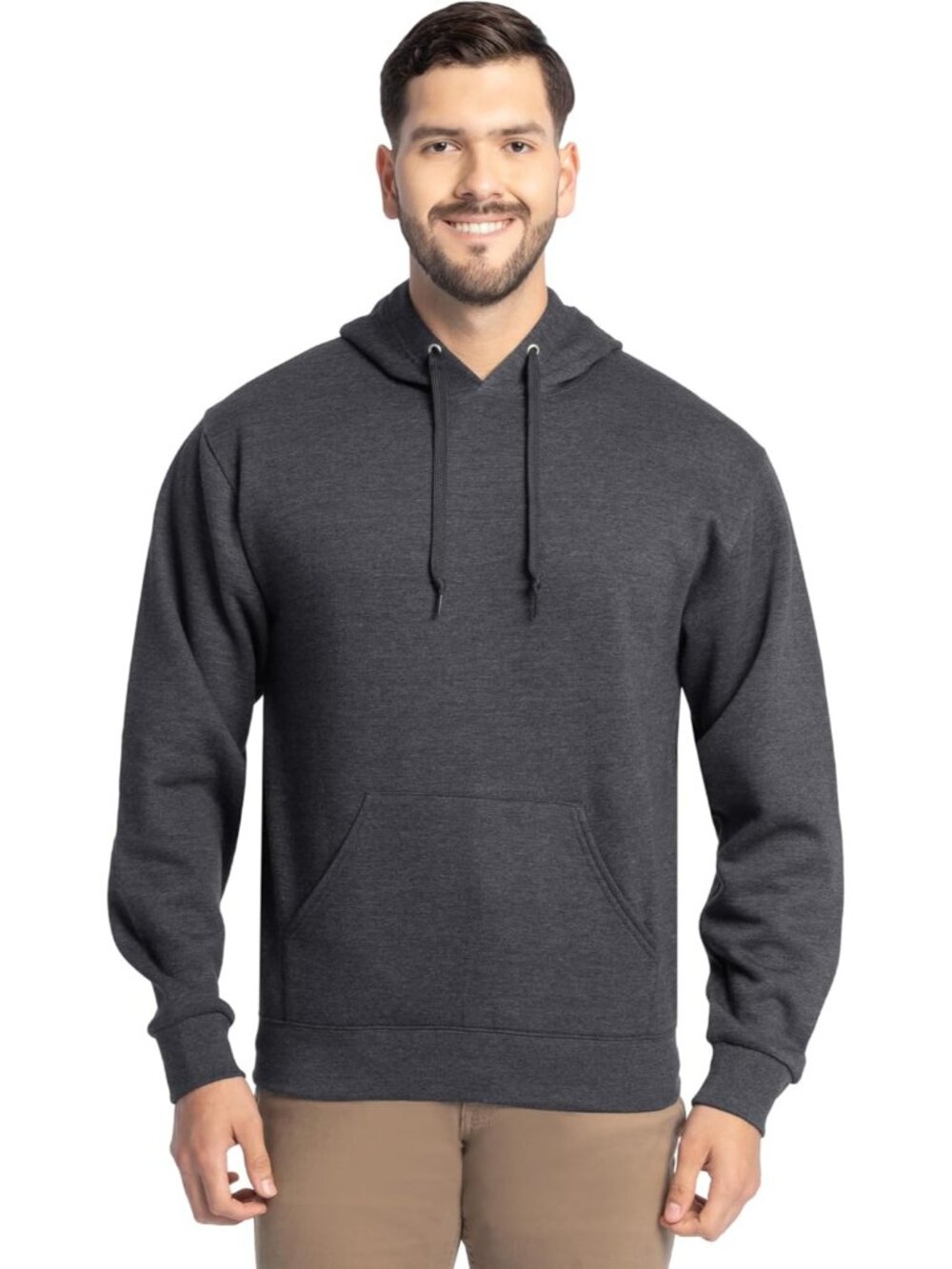 Men's Black Heather Ever Soft Moisture Wicking Fleece Pullover Hooded Sweatshirt
